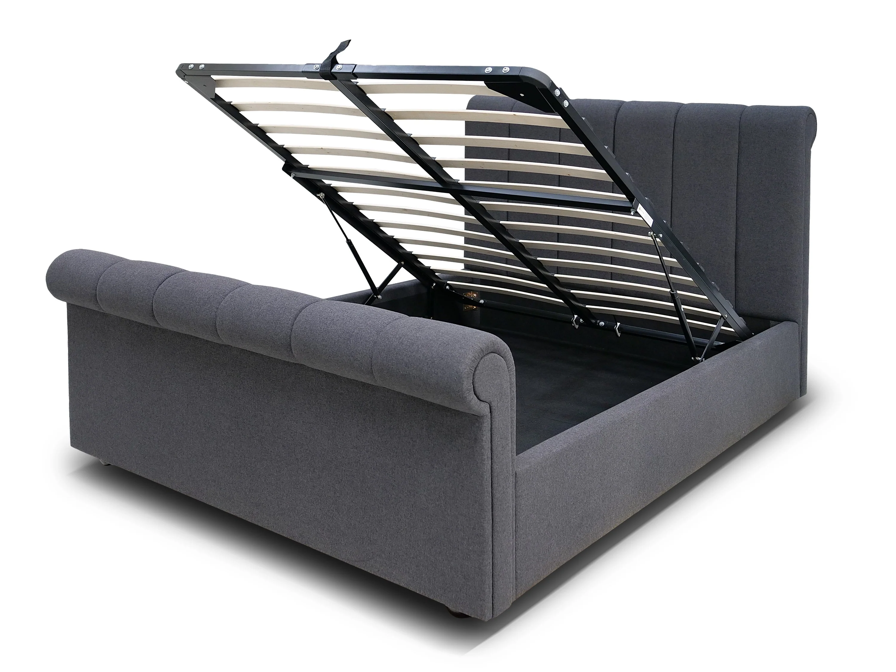 CONAUGHT Ottoman Bed –  (Dark Grey Fabric) | Available in 3 Sizes - Image 6