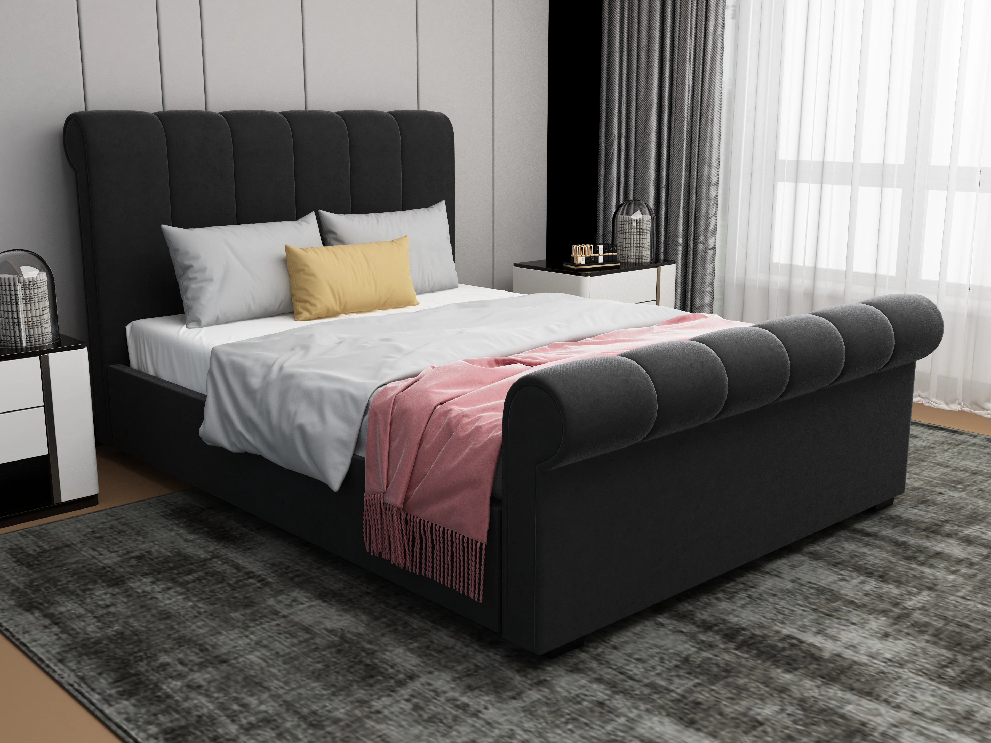 CONAUGHT Ottoman Bed –  (Dark Grey Fabric) | Available in 3 Sizes - Image 8