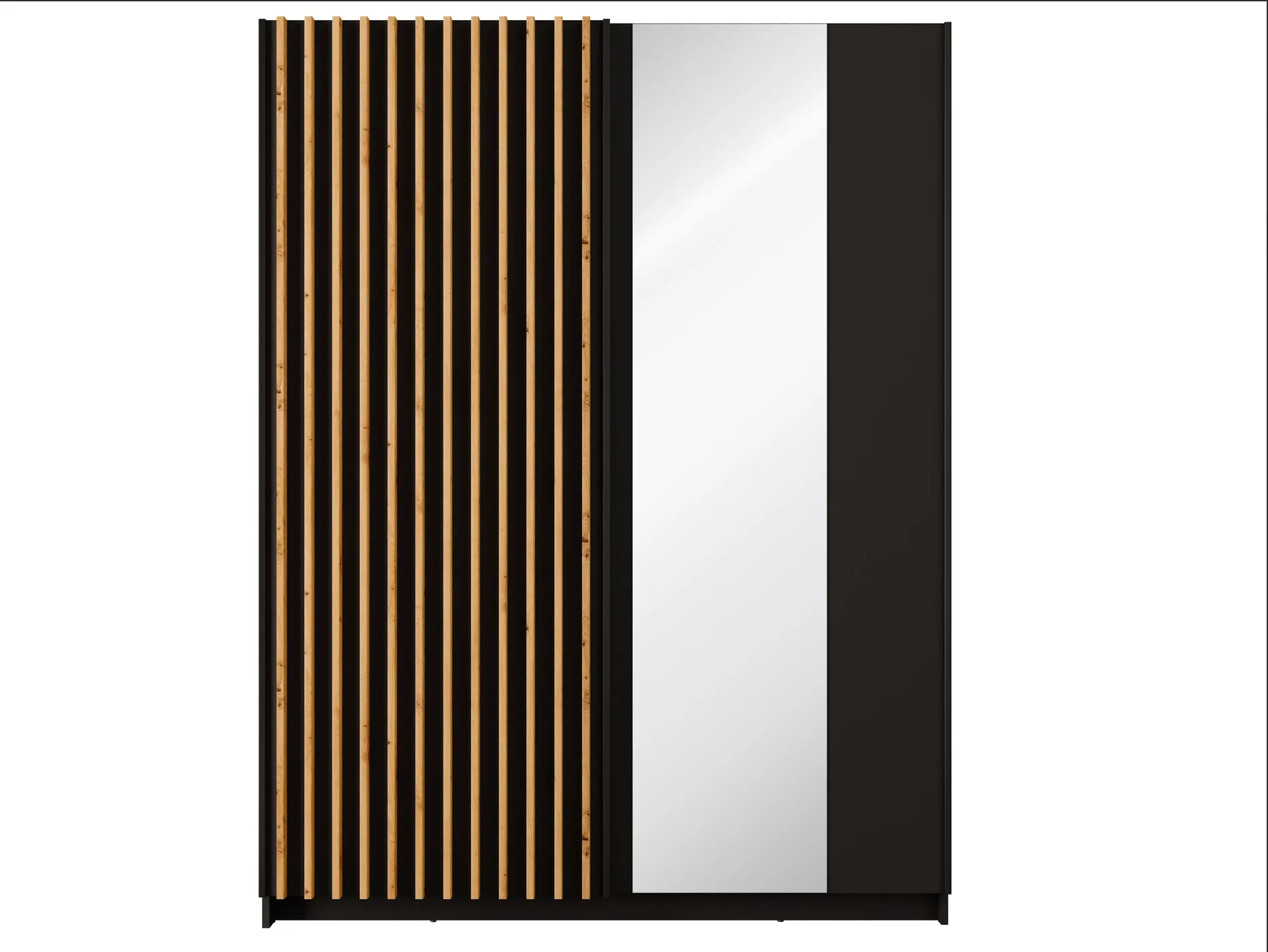 DALIA 150cm Sliding Wardrobe| Black Laminate & Artisan Oak - Image 5