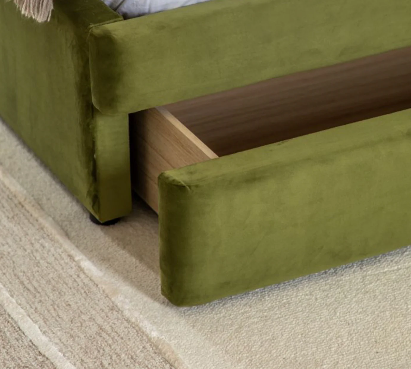 DENTON Olive Green Storage Bed -  5Ft King Size - Image 4