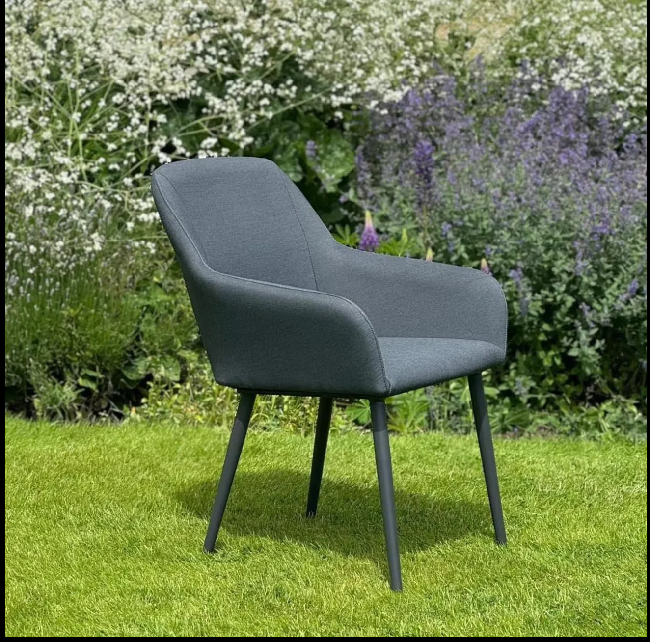 SAN PEDRO 175cm Round Dining Table with 8 Dining Chairs in Dark Grey Fabric - Image 3