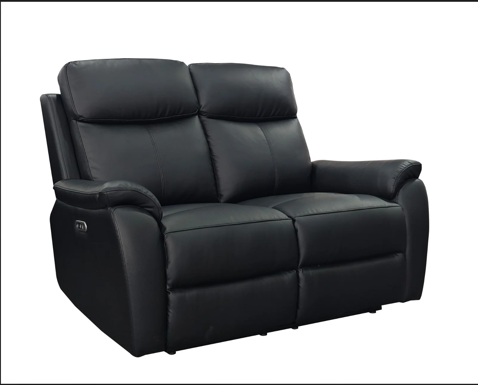 KINGSTON Genuine Leather 2-Seater Recliner Sofa – Black - Image 3