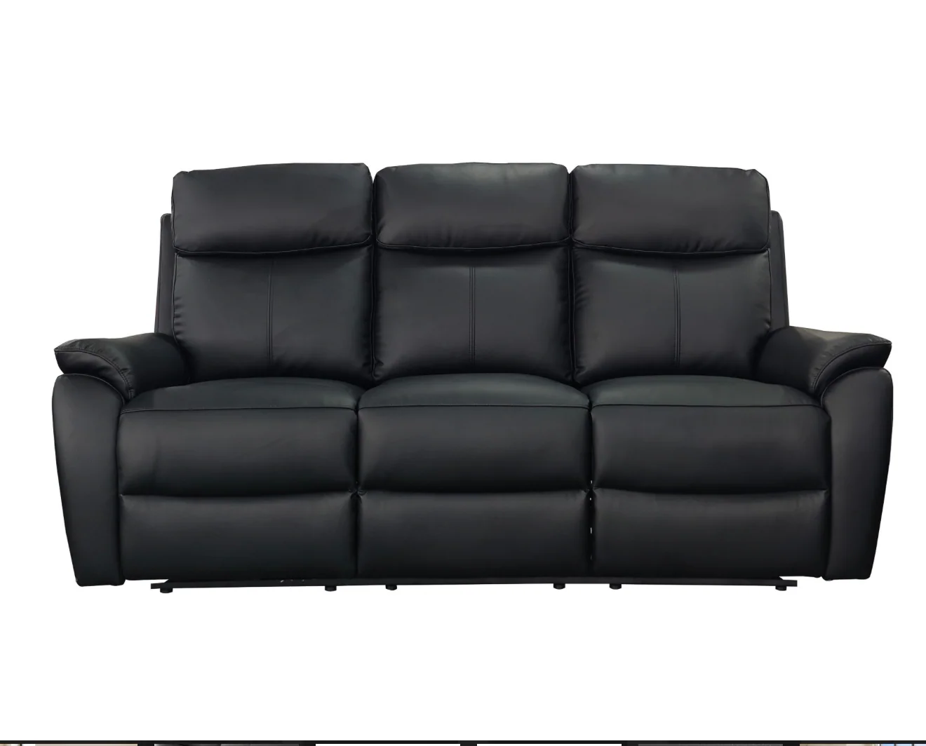 KINGSTON Genuine Leather 3-Seater Recliner Sofa – Black - Image 3