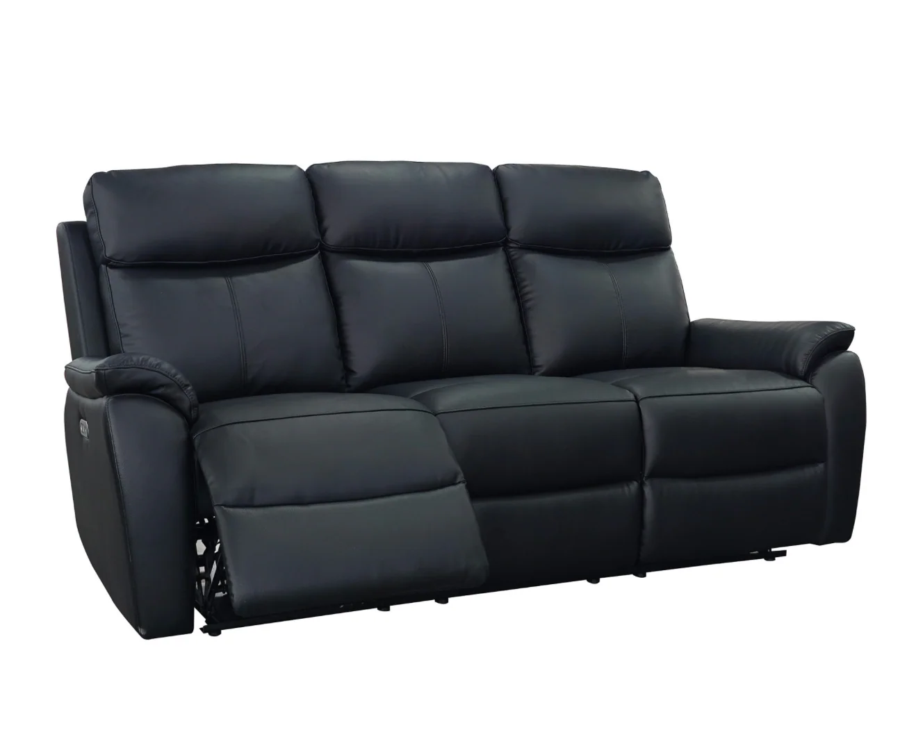KINGSTON Genuine Leather 3-Seater Recliner Sofa – Black - Image 4