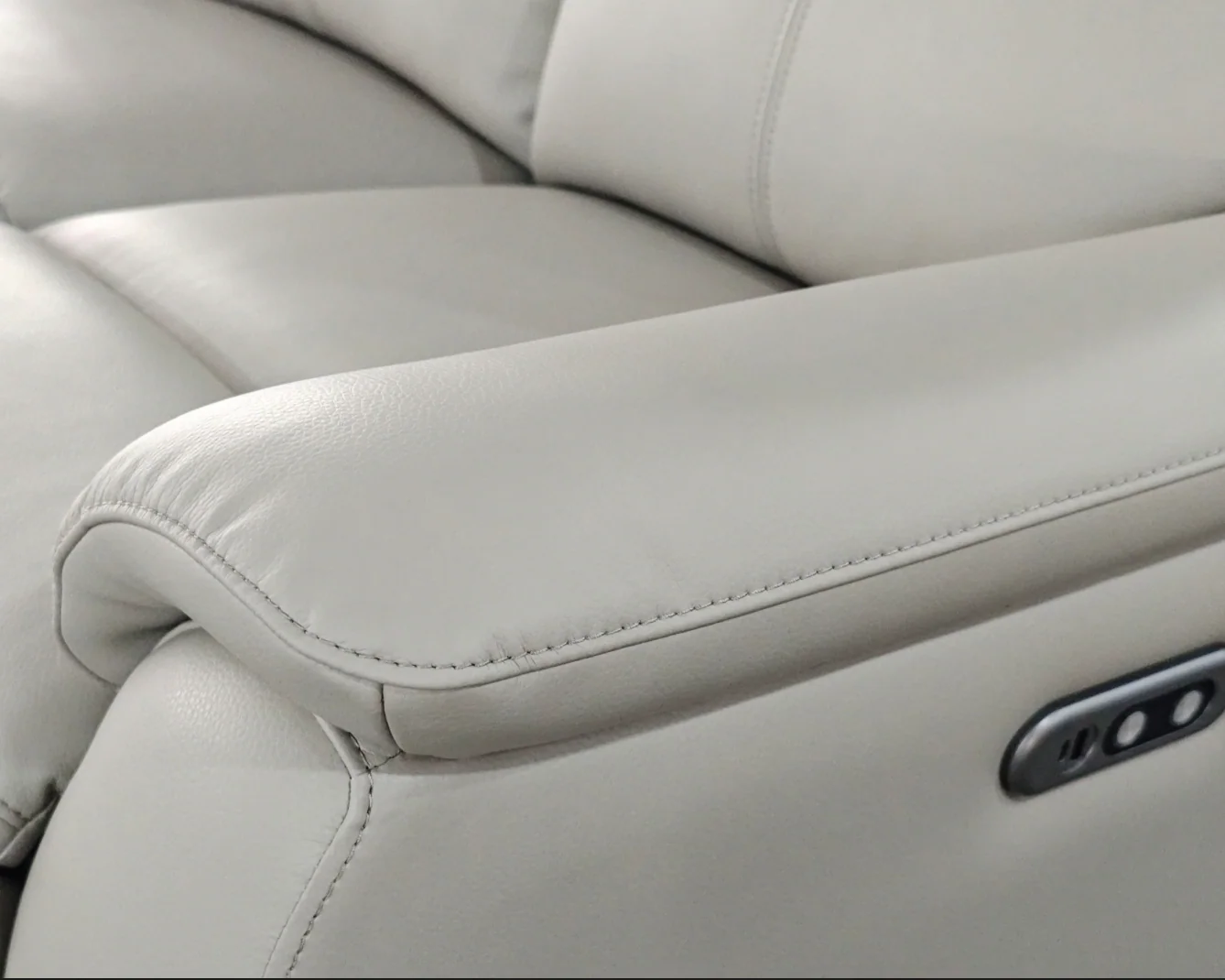 KINGSTON Genuine Leather 3-Seater Recliner Sofa – Pewter - Image 3