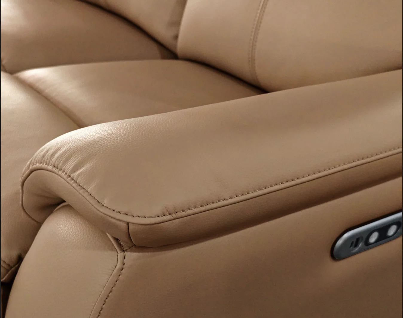 KINGSTON Genuine Leather 3-Seater Recliner Sofa – Tan - Image 5