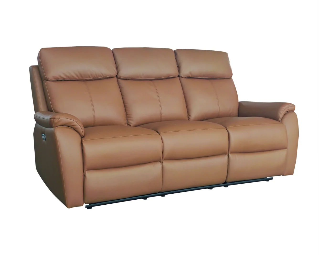 KINGSTON Genuine Leather 3-Seater Recliner Sofa – Tan - Image 6