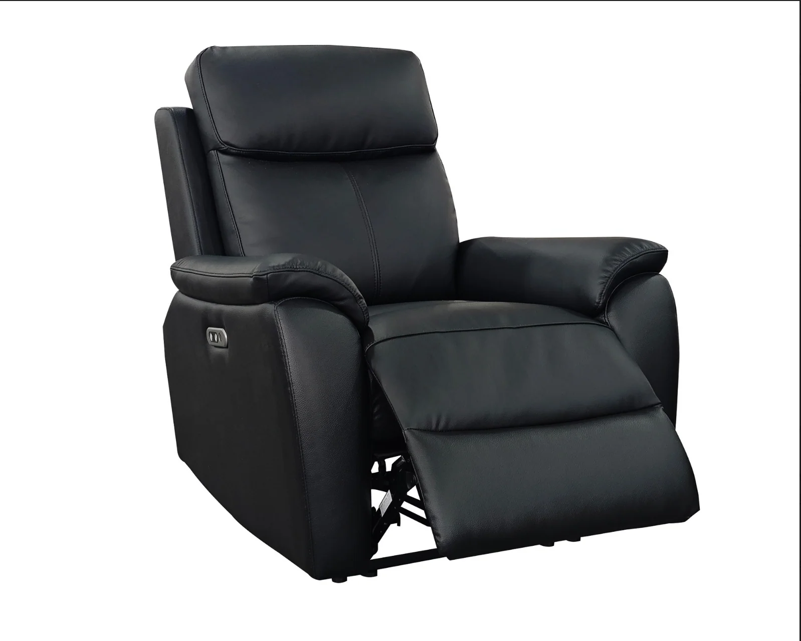 KINGSTON Genuine Leather Recliner Armchair – Black - Image 3