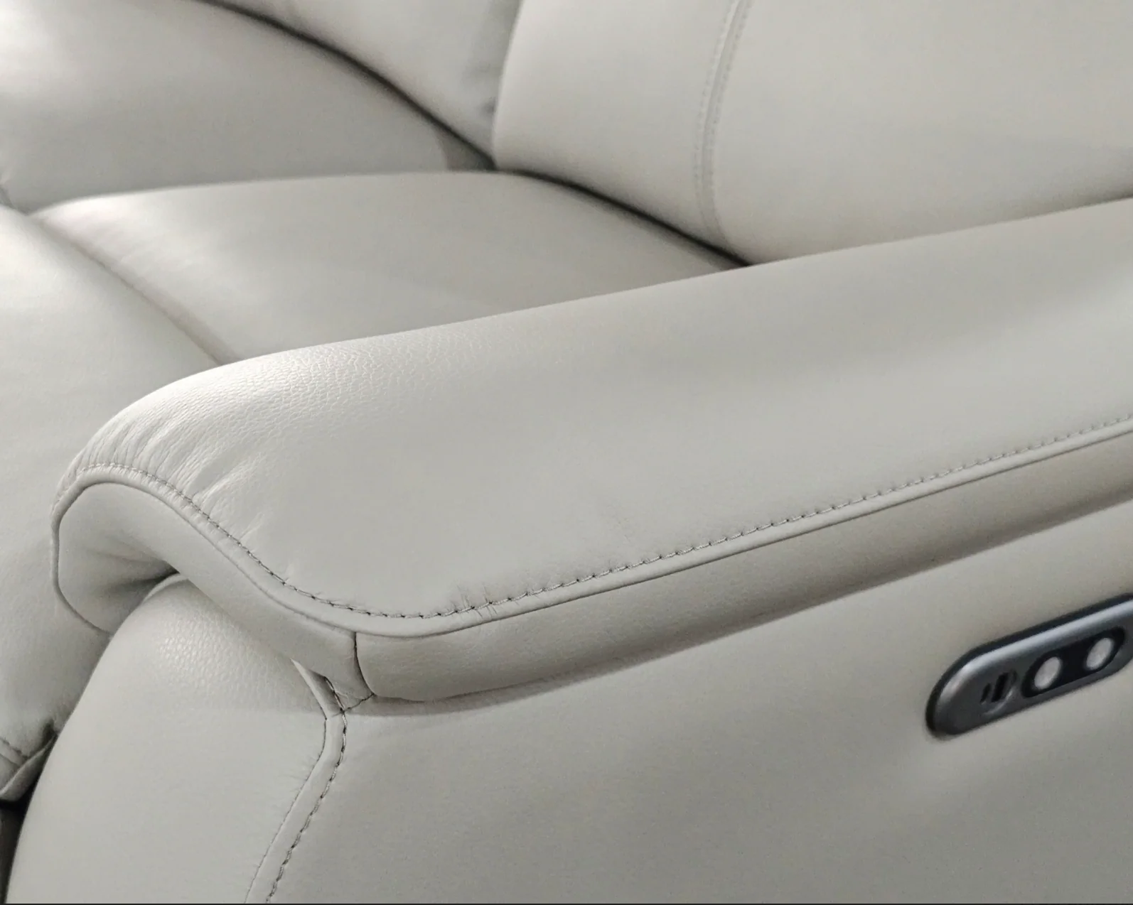 KINGSTON Genuine Leather Recliner Armchair - Pewter - Image 3