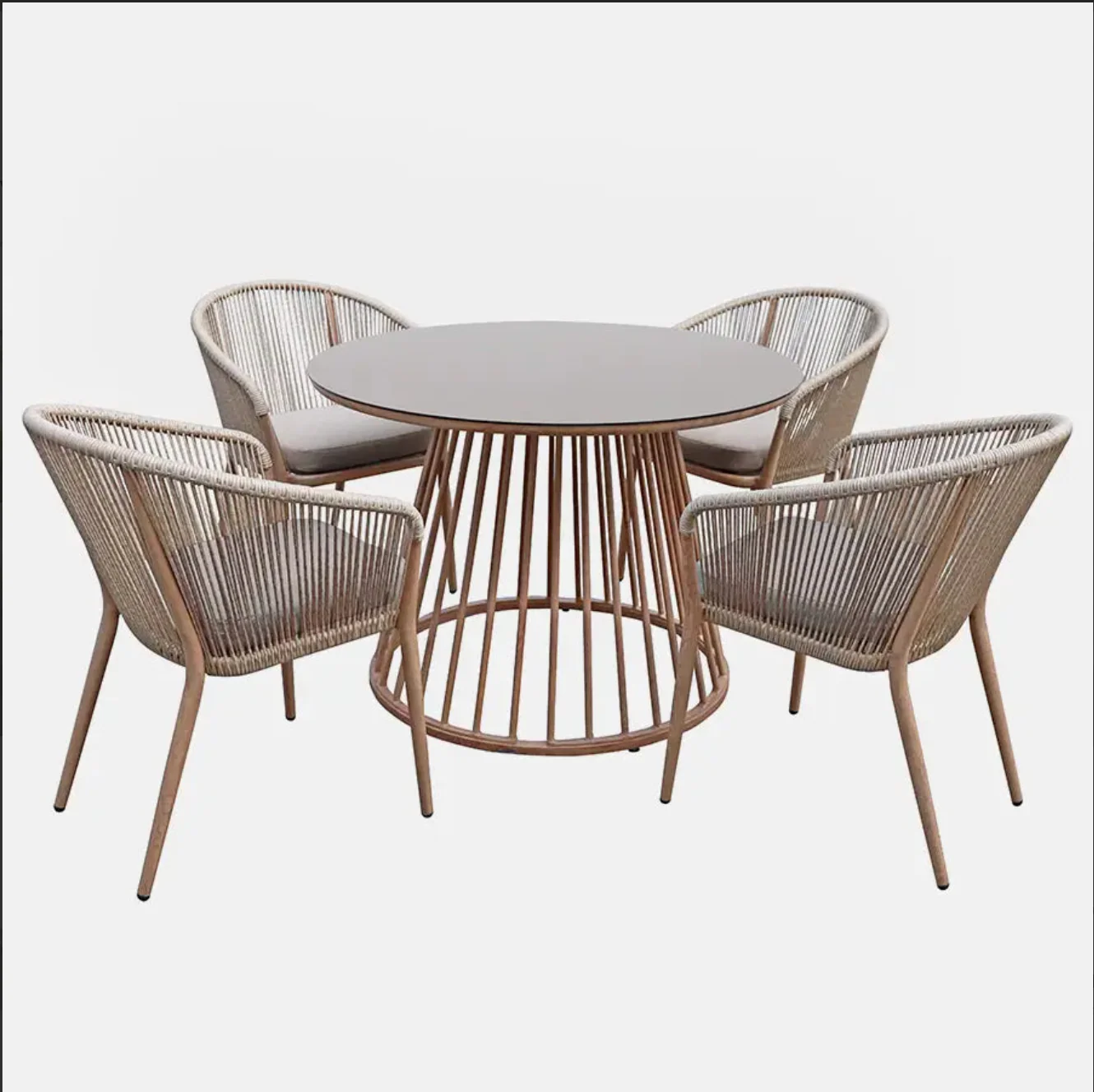 MESSINA 4-Seat Aluminium Outdoor Dining Set with Ceramic Glass Table & Cushions - Image 5