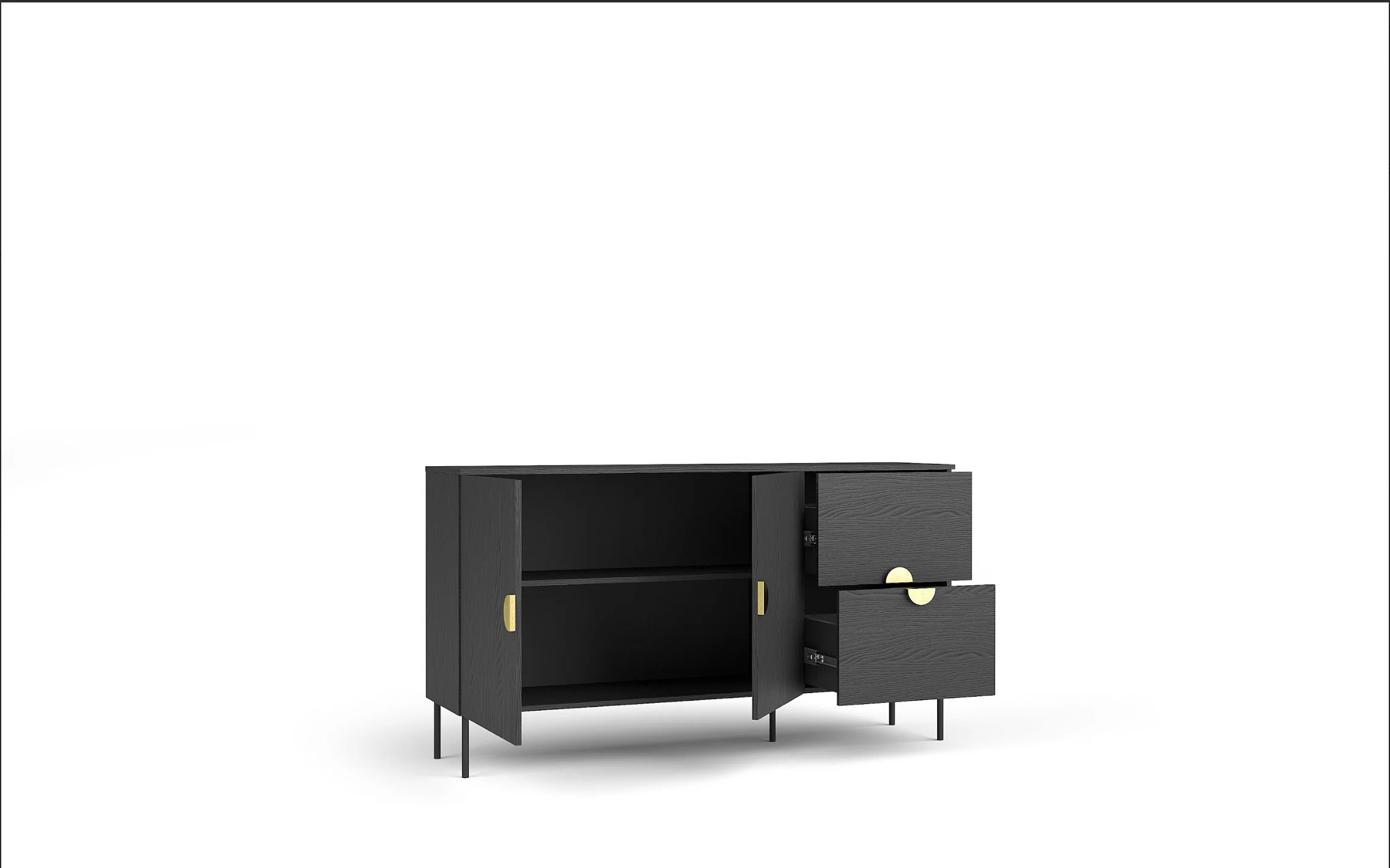 MOND 4 Drawer Sideboard | Black Graphite 2 Door 2 Drawer - Image 3