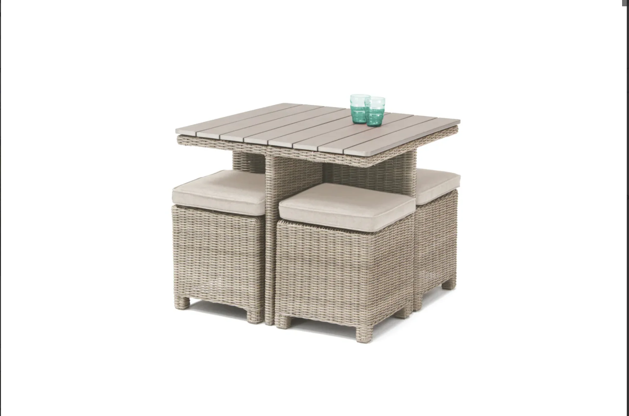 PALMA 4 Seat Outdoor Wicker Cube Dining Set - Image 3