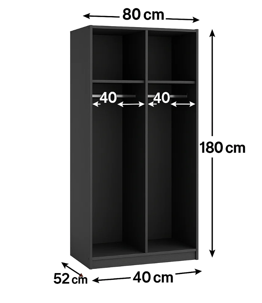 SOFIA 80cm | Black Sliding Wardrobe with Mirror - Image 4