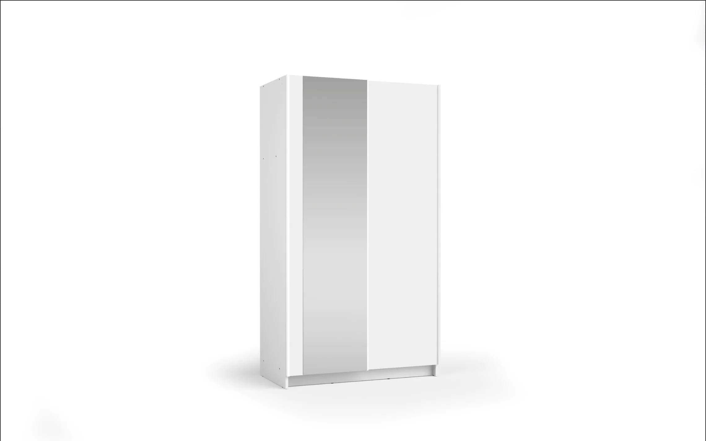 SOFIA 100cm | White Sliding Wardrobe with Mirror - Image 4