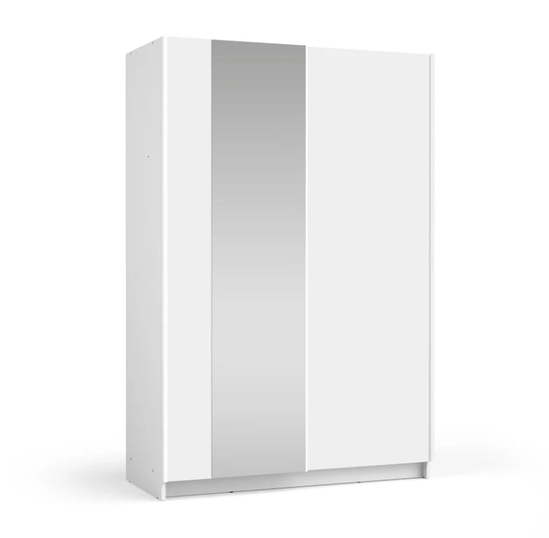 SOFIA 120cm | White Sliding Wardrobe with Mirror - Image 4