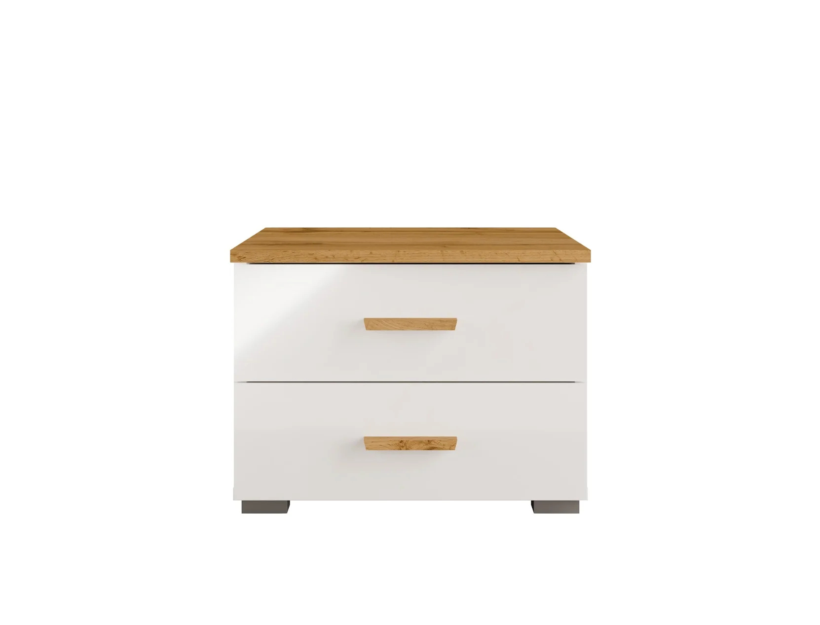 WOOD Bedside Tables | Alpine White & Oak Wotan (Set of 2) - Image 3