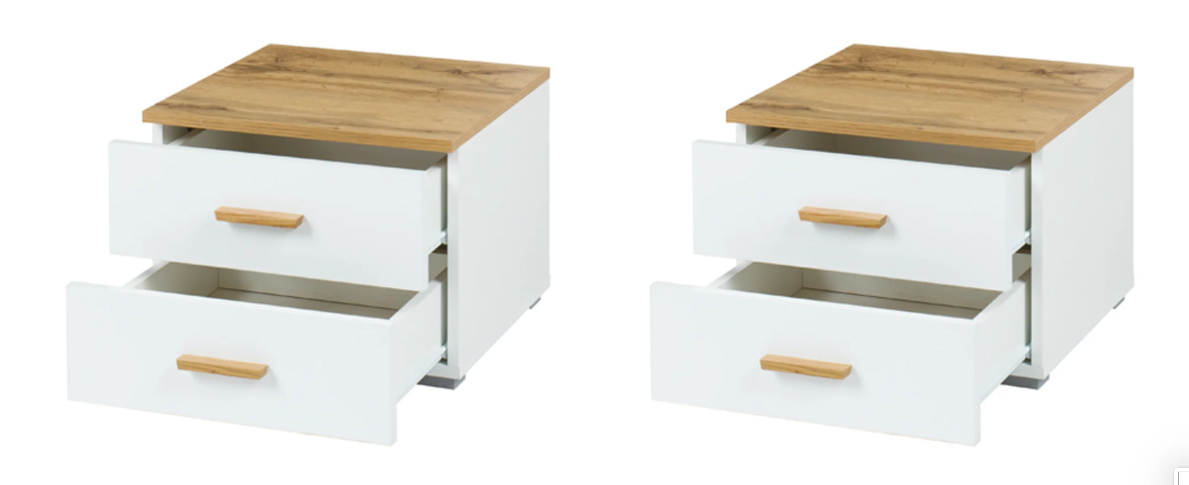 WOOD Bedside Tables | Alpine White & Oak Wotan (Set of 2) - Image 4