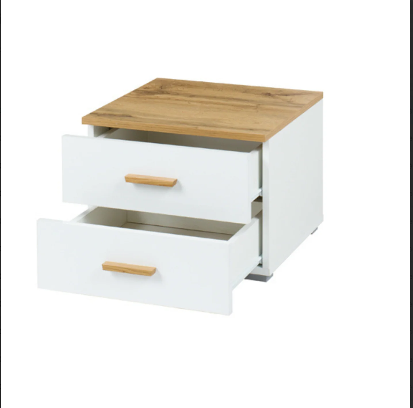 WOOD Bedside Tables | Alpine White & Oak Wotan (Set of 2) - Image 5